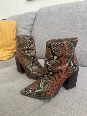 Call It Spring Snake-Print Ankle Boots - Brown